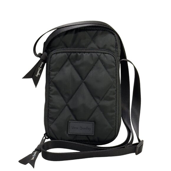 Vera Bradley Black Quilted Crossbody Bag With Clear ID Window & Adjustable Strap - Picture 4 of 11